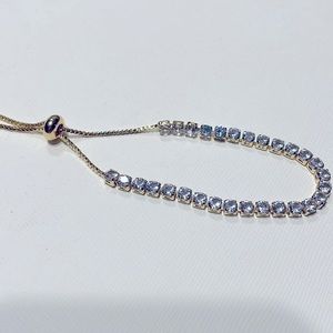 7 ct Sapphire tennis bracelet bolo 24k gold plated